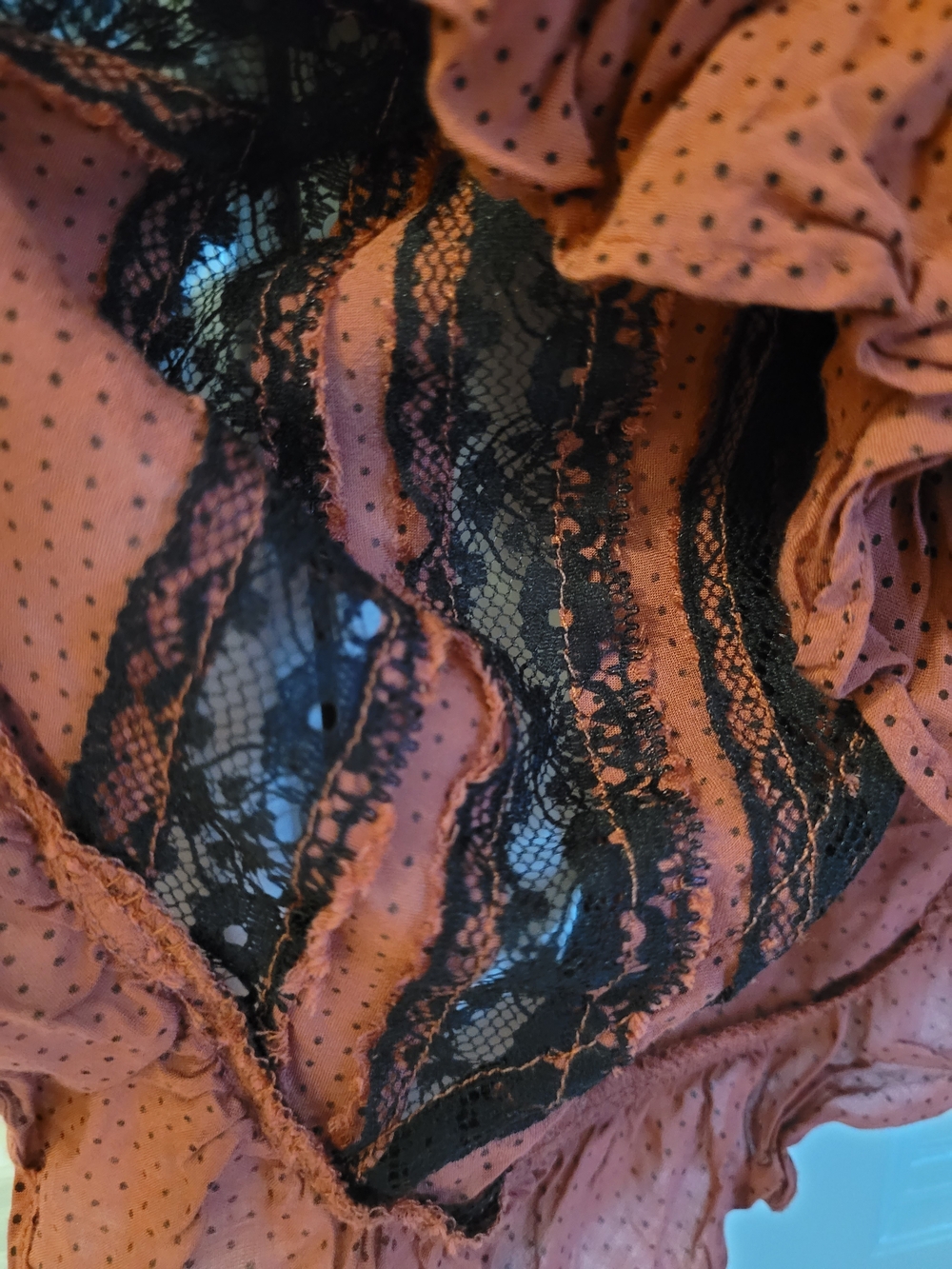 Free People Rust Red Slip with Black Dot Details - Picture 6 of 14